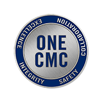 Coin icon reading "One CMC" and "Excellence, Integrity, Collaboration, Safety"